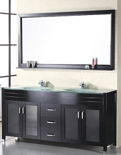 Unique Bathroom Vanities on 72 Inch Modern Double Sink Bathroom Vanity With Glass Countertop And