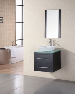  Bathroom Vanities on 24 Inch Modern Single Sink Bathroom Vanity With Tempered Glass Counter