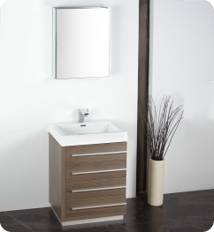 Bathroom Vanities on 24 Inch Gray Oak Modern Bathroom Vanity With Medicine Cabinet