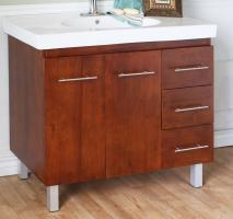 Narrow Depth Bathroom Vanity on 40 Inch Single Sink Bathroom Vanity In Redwood With A White Ceramic