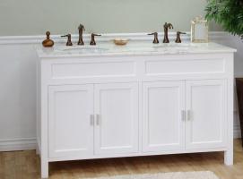 Bathroom Vanity Clearance on 60 Inch Double Sink Vanity With White Finish And Italian Carrera White