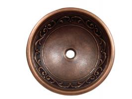 Narrow Depth Bathroom Vanity on Copper Leaf Design Topmount Round Vessel Sink Uvyhdcsb1256