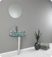 Narrow Bathroom Vanities on 23 75 Inch Modern Glass Bathroom Vanity With Wavy Edge Vessel Sink