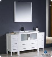 Single Sink Bathroom Vanities on 60 Inch Single Sink Bathroom Vanity In White With Side Cabinets