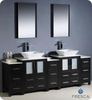  Bathroom Vanity on 84 Inch Double Vessel Sink Bathroom Vanity In White With Side Cabients