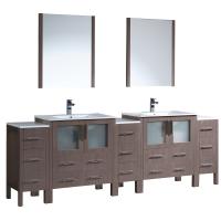 Torino 96 Inch Gray Oak Modern Double Sink Bathroom Vanity