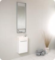 Bathroom Vanities  Angeles on White Modern Corner Bathroom Vanity With Optional Medicine Wallpaper