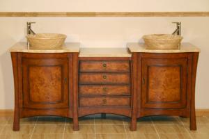 Bathroom Vessel Sinks on 73 Inch Double Vessel Sink Bathroom Vanity With Travertine Uvsr0808t73