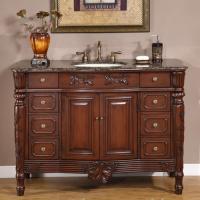 Narrow Depth Bathroom Vanity on 48 Inch Single Sink Modern Bathroom Vanity With Dark Brown Finish And