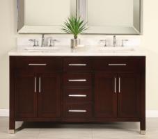 Double Sink Bathroom Vanities on 60 Inch Double Sink Modern Dark Cherry Bathroom Vanity With Choice Of