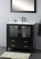 Narrow Bathroom Vanities on 32 Inch Single Sink Bathroom Vanity In Espresso With Glass Top And