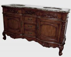 Bathroom Vanities  Tops on 60 Inch Double Sink Bathroom Vanity With Antique Brown Finish And