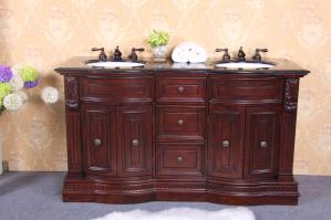 Narrow Depth Bathroom Vanity on 62 Inch Double Sink Bathroom Vanity In Colonial Cherry Uvbh603316t62