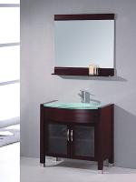 Narrow Depth Bathroom Vanity on 35 5 Inch Single Sink Bathroom Vanity In Cherry Brown With Integrated