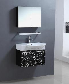 ... Wall Mount Single Sink Bathroom Vanity in Black and White UVLF315430