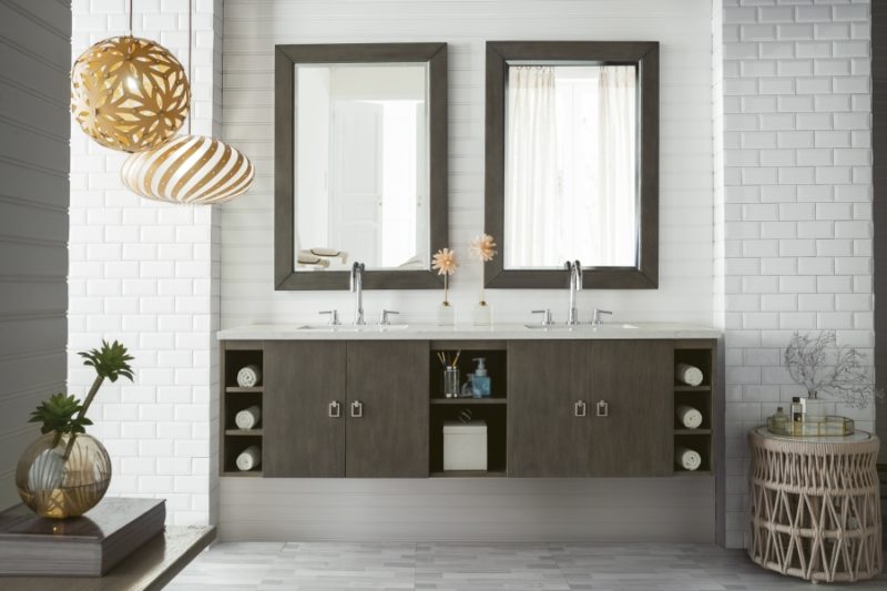 72 Inch Double Sink Bathroom Vanity in Silver Oak with Choice of Top