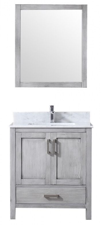 30 Inch Single Sink Bathroom Vanity in Distressed Gray with Choice of No Top