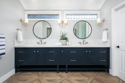 Boys Nautical Bathroom With Blue Vanity