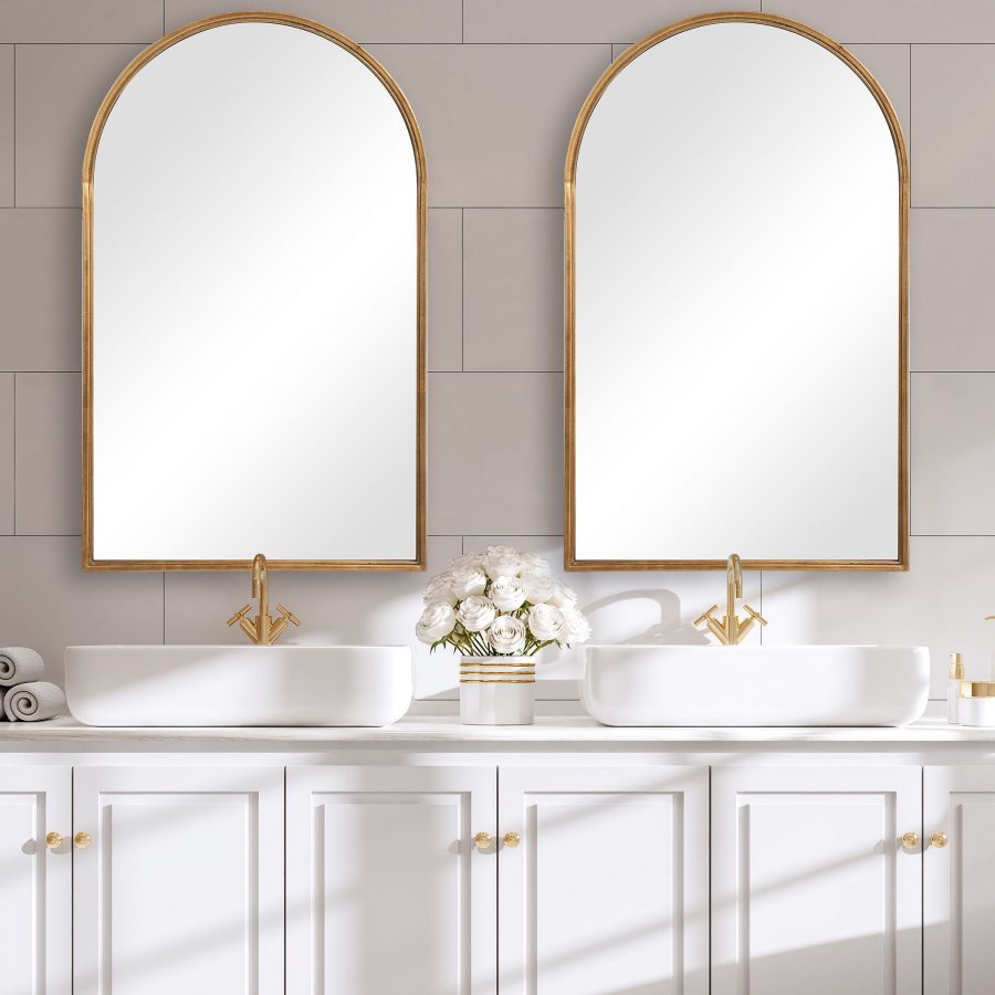 https://www.uniquevanities.com/bathroom-vanity-blog/wp-content/uploads/2022/10/lightly-antiqued-gold-leaf-arched-mirror-UVW00487-1_size0.jpeg