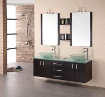 Bathroom Vanities 61 To 72 Inches Wide With Free Shipping 61 Inch Modern Double Vessel Sink Bathroom Vanity In Espresso