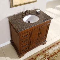 36 Inch Single Sink Bathroom Vanity With Cream Marfil Marble Counter Silkroad Exclusive 36 Inch Single Sink Bathroom Vanity