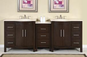 Silkroad Exclusive 89 Inch Double Sink Bathroom Vanity