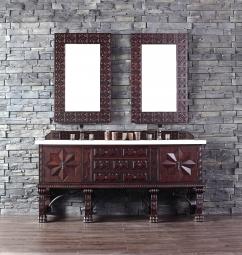 72 Inch Antiqued Walnut Double Sink Bathroom Vanity