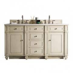 60 Inch Vintage White Double Sink Bathroom Vanity